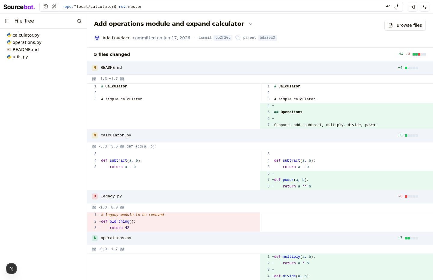 Full commit diff page (multi-file)